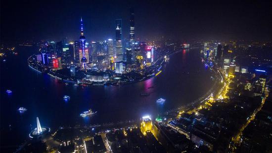 “夜上?！钡木A主要集中在外灘和陸家嘴    CFP 供圖