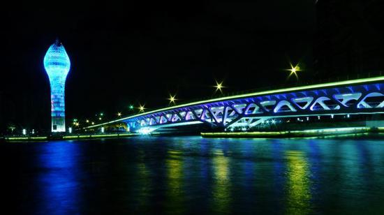 藍(lán)紫色為主的徐匯濱江    圖片來(lái)源：上海市綠化市容局