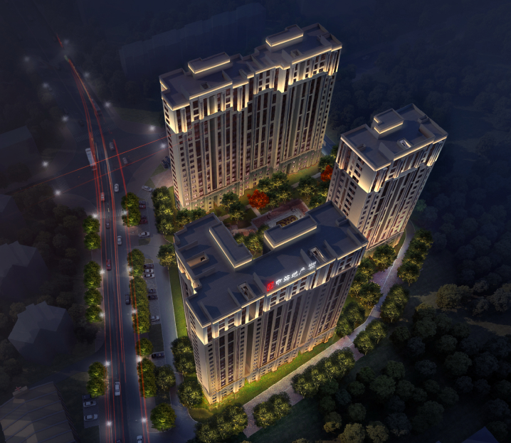 烏魯木齊新市區(qū)中海·學(xué)府里樓體亮化工圖片