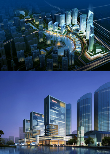 商業(yè)廣場泛光照明效果圖